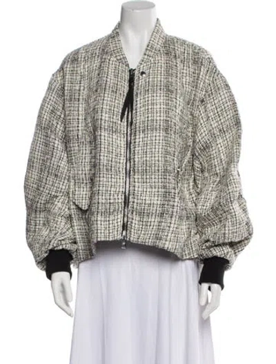 Pre-owned Shoreditch Ski Club Tweed Pattern Bomber Jacket W/ Tags In Black