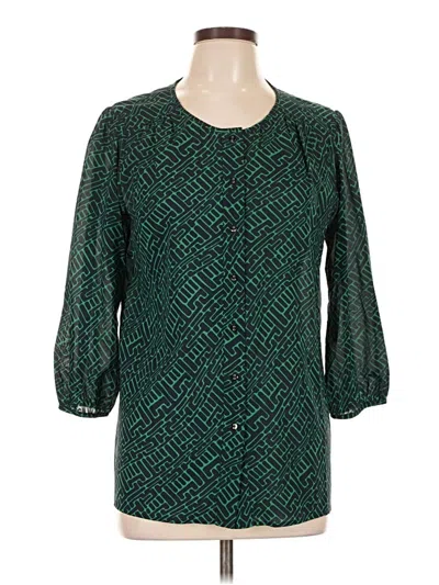 Pre-owned Shoshanna 3/4 Sleeve Blouse In Green