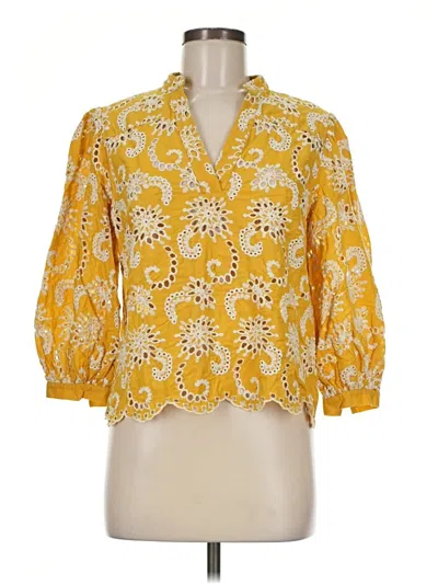 Pre-owned Shoshanna 3/4 Sleeve Blouse In Yellow