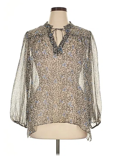 Pre-owned Shoshanna 3/4 Sleeve Silk Top Silver Plunge Neckline Tops