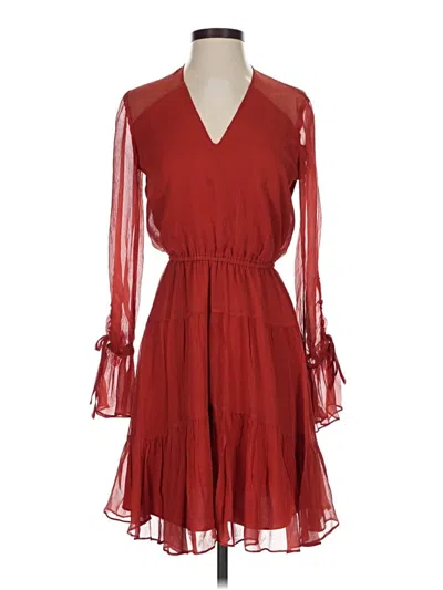 Pre-owned Shoshanna 3/4 Sleeve Top Red Cold Shoulder Neckline Tops