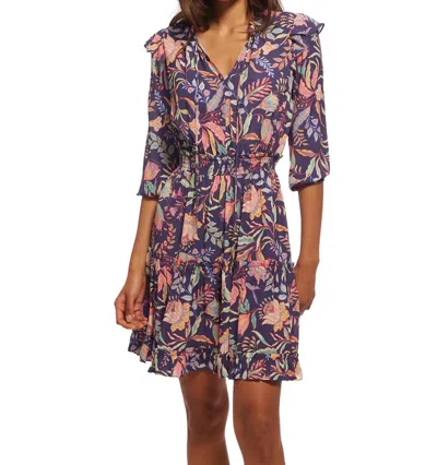 Shoshanna Addison Dress In Navy/pink Multi In Purple