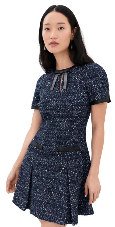 Shoshanna Alex Dress Navy/silver In Blue