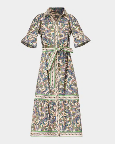 Shoshanna Alix Flounce Paisley-print Midi Dress In Multi