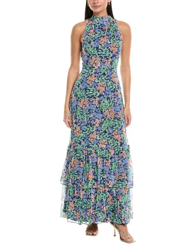 Shoshanna Alyana Silk-blend Maxi Dress In Blue