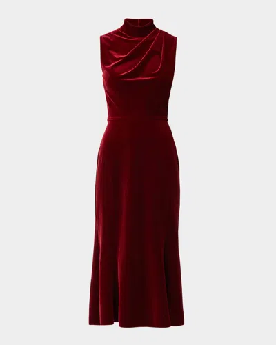 Shoshanna Audrey Sleeveless Velvet Dress In Bordeaux