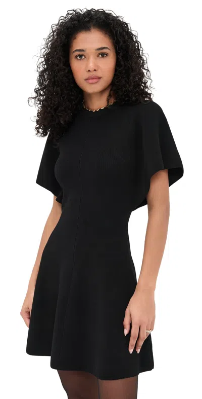 Shoshanna Aura Ribbed Knit Mini Dress In Jet In Blue