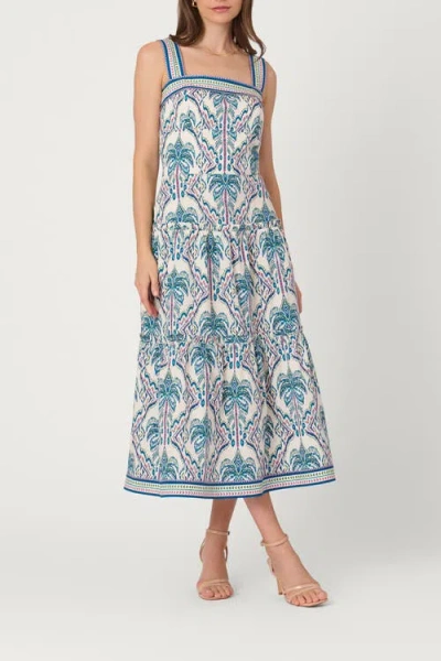 Shoshanna Balinese Palm Print Brook Dress In Multi