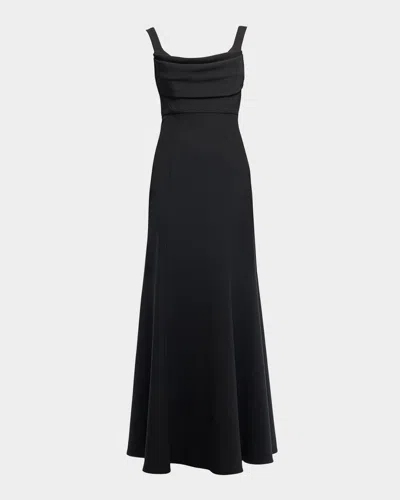 Shoshanna Bartlett Ruched Long Gown In Jet