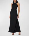 SHOSHANNA BEADED CREPE HALTER GOWN