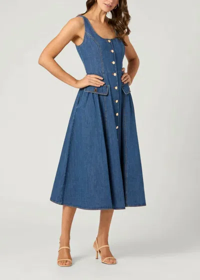 Shoshanna Belle Dress In Denim In Neutral