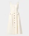 Shoshanna Belle Sleeveless Button-down Cotton Midi Dress In Brown