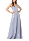 Shoshanna Bennett Strapless Striped Sequin Gown In Blue