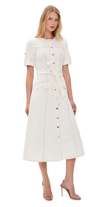 Shoshanna Bethany Midi Dress Ivory In Multi