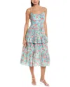 Shoshanna Betta Midi Dress In Blue