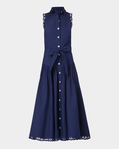 Shoshanna Bradley Lace-trim Midi Shirtdress In Blue