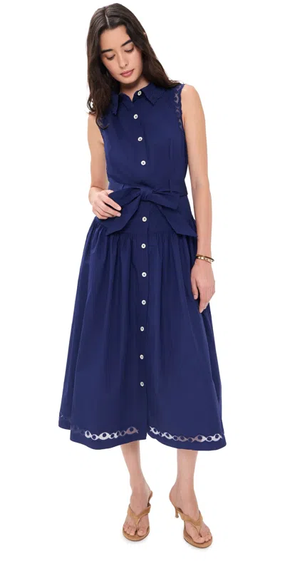 Shoshanna Bradley Midi Dress Indigo In Purple