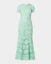 Shoshanna Brie Floral Lace Trumpet Maxi Dress In Green