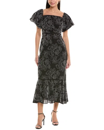Shoshanna Brigette Beaded Midi Dress In Animal Print