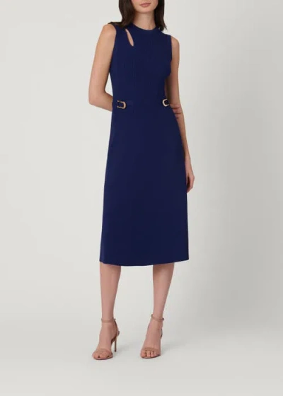 Shoshanna Buckle Knit Fleur Dress In Blue