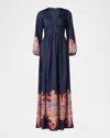 Shoshanna Calla Paisley-print Empire Maxi Dress In Blue