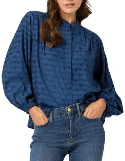 Shoshanna Cameron Button Front Top In Indigo In Black