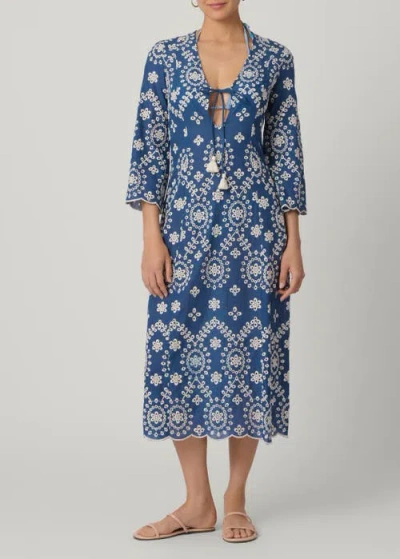 Shoshanna Cannes Embroidered Chambray Maxi Cover Up In Blue