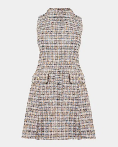 Shoshanna Charlotte Shimmer Tweed Mini Dress In Brown