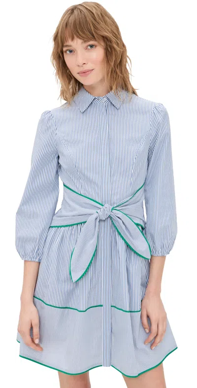 Shoshanna Chatfield Striped Cotton Poplin Mini Shirtdress In Blue