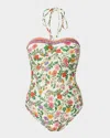 Shoshanna Cinched One-piece Swimsuit In Rspbry Mut