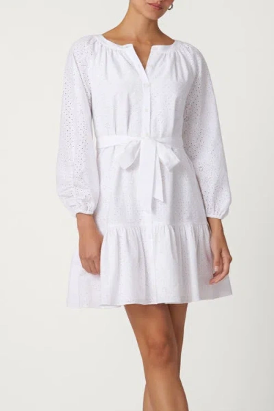 Shoshanna Classic Cotton Eylet Andi Dress In White