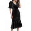 Shoshanna Colette Silk Blend Velvet Dot Dress In Black In Black