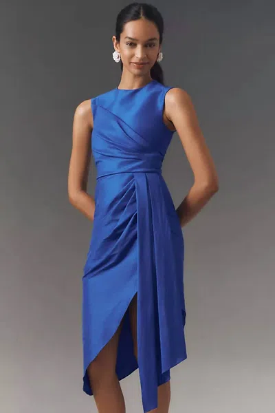 Shoshanna Colony Round Neckline Sleeveless Dress In Marine In Blue