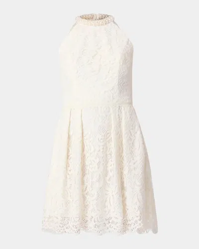 Shoshanna Cooper Lace Embellished-neck Mini Dress In Brown
