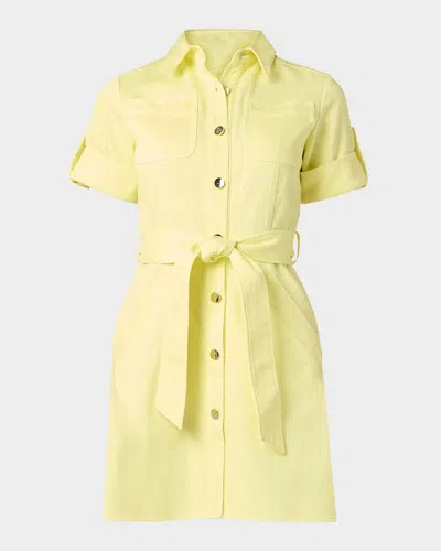 Shoshanna Corie Tie-waist Cotton Mini Dress In Yellow