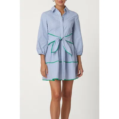 Shoshanna Cotton Pinstripe Chatfield Dress In Blue