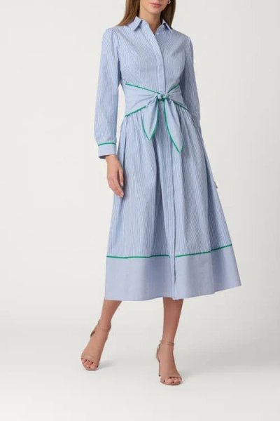 Shoshanna Cotton Pinstripe Clarice Dress In Blue