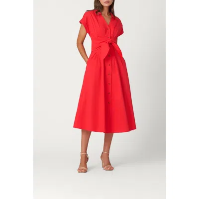 Shoshanna Cotton Poplin Beatrice Dress In Red