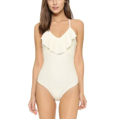 Shoshanna Daisy Ruffle Maillot One Piece In Ivory In Multi