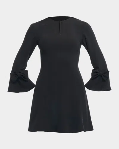 Shoshanna Dalanna Bow-embellished Cutout Mini Dress In Jet