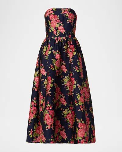 Shoshanna Dana Strapless Floral Jacquard Maxi Dress In Multi
