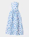 Shoshanna Dana Strapless Floral-print Maxi Dress In Blue