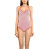 Shoshanna Dot Jacquard Bra Halter One Piece In Red/white In Pink