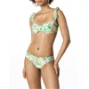 Shoshanna Dream Floral Winged Bra Top In Watercolor Green/coral In Multi