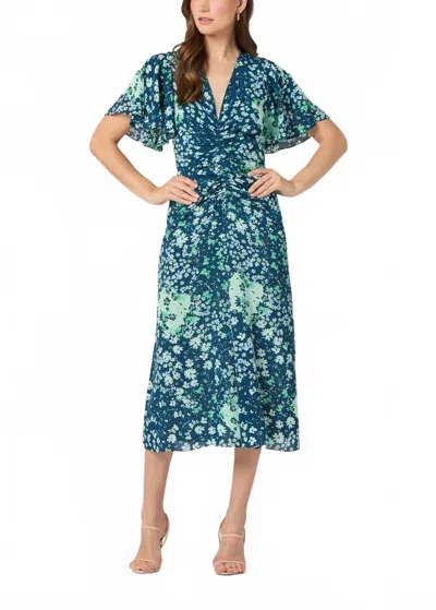 SHOSHANNA DREW MIDI DRESS IN NAVY/SKY MULTI