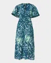 Shoshanna Drew Ruched Floral-print Midi Dress In Navysky Multi