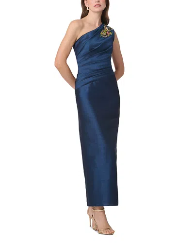 Shoshanna Como Sleeveless Beaded One-shoulder Midi Dress In Blue