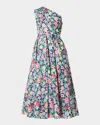 Shoshanna Edina Pleated Floral-print Midi Dress In Navy Multi