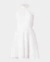 Shoshanna Edwina Twist-front Fil Coupe Halter Mini Dress In Optic