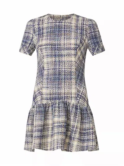 Shoshanna Eleanor Plaid-print Tweed Flounce Mini Dress In Multi